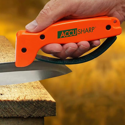 AccuSharp Knife Sharpener, Ergonomic Comfortable Handle, Compact & Easy to Use, Restore and Hone Straight & Serrated Knives, Blaze Orange