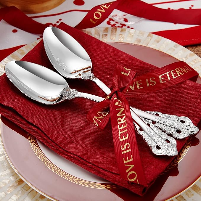 KEAWELL 2-Piece Gorgeous Large Serving Spoon, 18/10 Stainless Steel, Fine Large Serving Spoon, Sturdy Tablespoon, Dishwasher Safe, 9.4" (Silver)