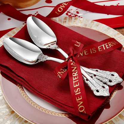 KEAWELL 2-Piece Gorgeous Large Serving Spoon, 18/10 Stainless Steel, Fine Large Serving Spoon, Sturdy Tablespoon, Dishwasher Safe, 9.4" (Silver)