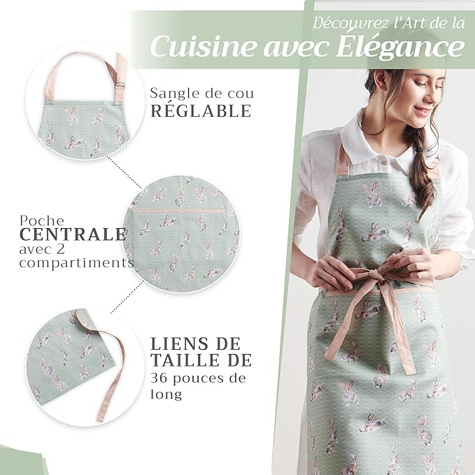 Maison d' Hermine 100% Cotton Apron for women with Pocket Kitchen Chef Apron for Men Cooking Spring Summer