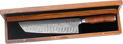 Route83 Signature Kamo Texas Chef's Knife Handmade Hammered Damascus American Walnut