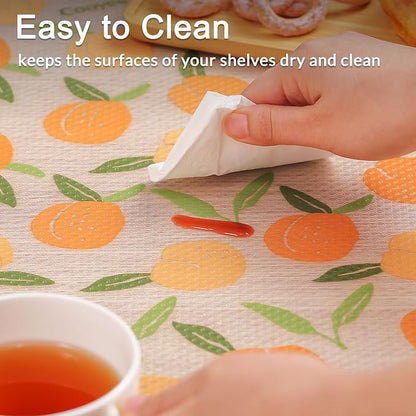 Cooyes Shelf Liner, Non-Adhesive Waterproof Drawer Liner, Durable Easy-to-Cut EVA Shelf Paper for Kitchen Cabinets, Refrigerator, Cupboard, and Dresser (17.5 Inch W x 120 Inch L, Peaches)