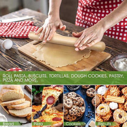 LorisArm 11.5-inch Wooden Rolling Pin for Baking, French Wood Rolling Pin Wood Kitchen Dough Roller for Fondant, Pizza, Pie, Cookie and Pastry