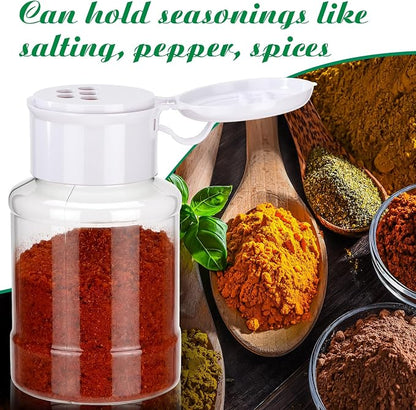 Amyhill 100 Pcs Plastic Spice Bottles Spice Jars with White Cap Seasoning Jars Shaker 2 Oz/ 60ml Clear Bottle Containers with Shaker Lids for Storing for Spices, Herbs, Powders, Glitters Supplies
