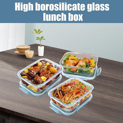 Glass Meal Prep Containers 5 Pack,Three Sizes Airtight Glass Lunch Containers, Glass Food Storage Containers with Lids, for Microwave, Oven, Freezer & Dishwasher Friendly(Sky Blue)