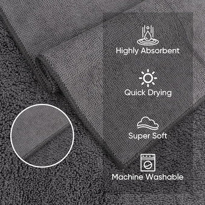 HOMEXCEL Microfiber Washcloths 50 Pack, Highly Absorbent and Soft Face Towel, Multi-Purpose Wash Cloths for Bathroom, Gym, Hotel, Spa and Kitchen, Multicolor 12x12 Inch, Grey
