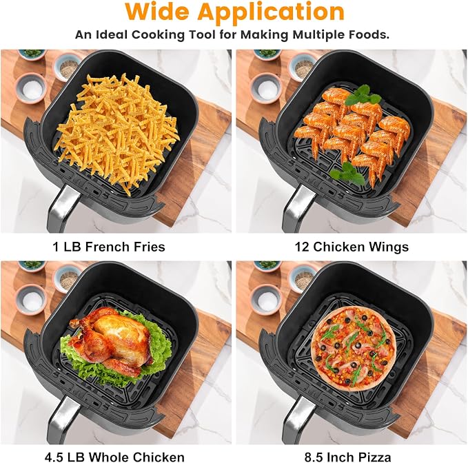 GWY Air fryer Replacement Parts for Instant Pot Vortex Plus 6 in 1 4 Quart Air Fryer Oven, 7.5''×7.5'' Square Food Grade Air Fryer Grill Plate Crisper Plate Accessories Tray Rack