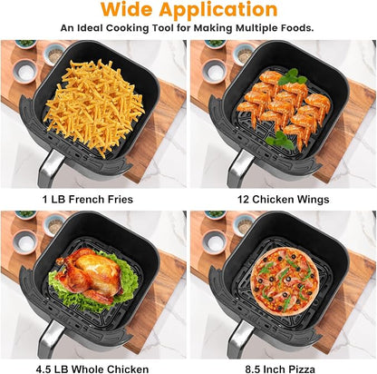 GWY Air fryer Replacement Parts for Instant Pot Vortex Plus 6 in 1 4 Quart Air Fryer Oven, 7.5''×7.5'' Square Food Grade Air Fryer Grill Plate Crisper Plate Accessories Tray Rack