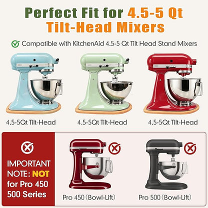 Mixer Slider for Kitchenaid Mixer 4.5-5 Qt Tilt-Head Stand Mixer Bamboo Wood Countertop Appliance Sliding Tray Mover Sliding Caddy for Kitchen Aid Slider Mat Accessories Attachments Natural Bamboo