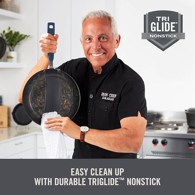 Zakarian x Dash TruPro® Nonstick Stainless Steel Stacking Sauce Pan Set - Compact Cookware Set for Everyday Cooking - Non-Stick, Space-Saving, and Oven-Safe - Blue, 6-Piece Set