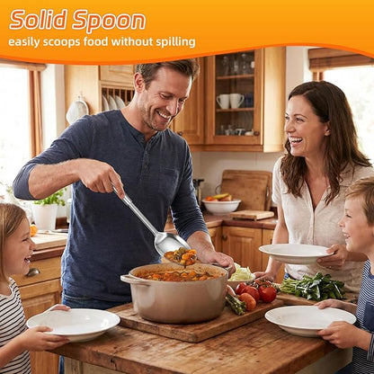 Stainless Steel Serving Spoon,Solid Slotted Spoon,Cooking Spoons Set, Kitchen Utensils Set For Mixing, Serving, Stiring Large Spoons