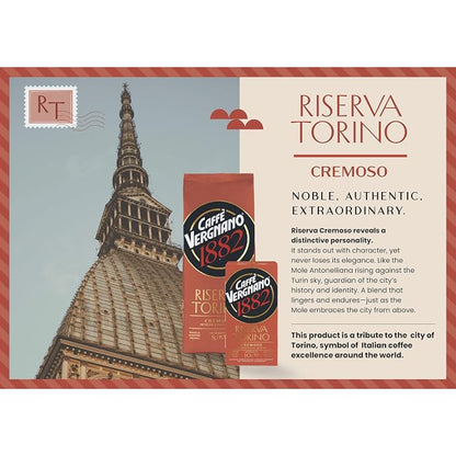 Caffe Vergnano Riserva Torino Cremoso Arabica Robusta Coffee Beans, 2.2 lb Bag - Medium Roast Whole Bean Espresso Blend for Espresso Machine, Moka Pot, Drip Coffee Maker & French Press