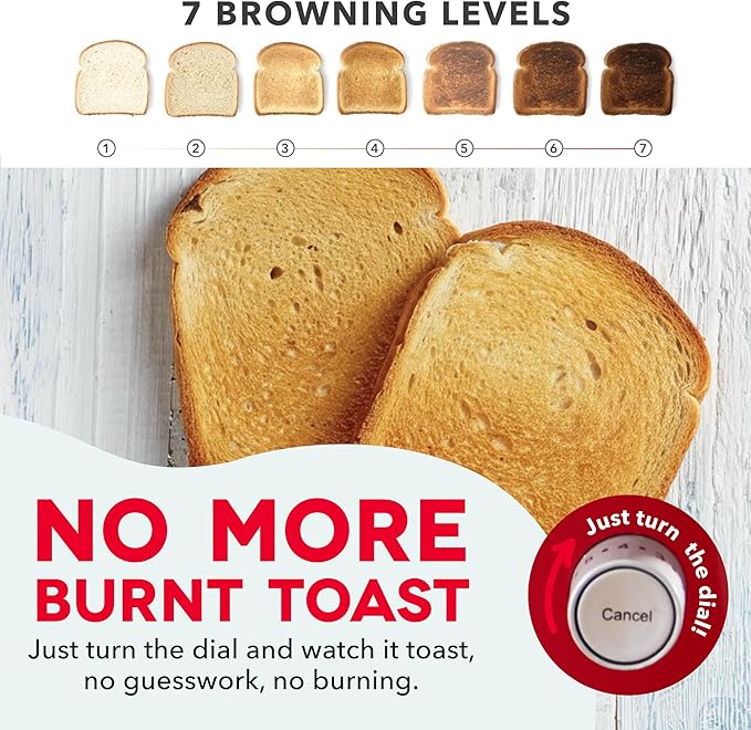 Dash Clear View Toaster, 10.5" Long Slot 2 Slice Toaster with See-Through Glass Window, 7 Browning Levels, Bagel, Defrost & Reheat Functions, Removable Glass Panel, Crumb Tray - Red