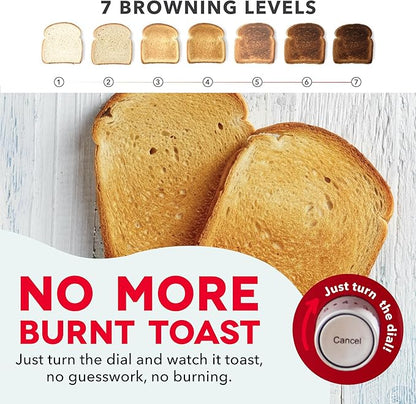 Dash Clear View Toaster, 10.5" Long Slot 2 Slice Toaster with See-Through Glass Window, 7 Browning Levels, Bagel, Defrost & Reheat Functions, Removable Glass Panel, Crumb Tray - Red