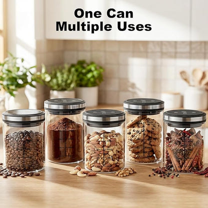 GVODE Vacuum Coffee Canister 1.2L - Airtight Food Storage Container for Coffee Beans, Grounds, Tea & Spices, Home Kitchen Food Storage Organizers with Precise Scale, 4500 Hours of Battery Life