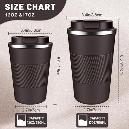 DUBUXW Insulated Coffee Tumblers with Flip Lid 12oz / 17oz, Stainless Steel Travel Coffee Mug Leak Proof, Vacuum Insulated Coffee Mug Reusable Cup, Keeps Cold and Hot for Coffee Tea