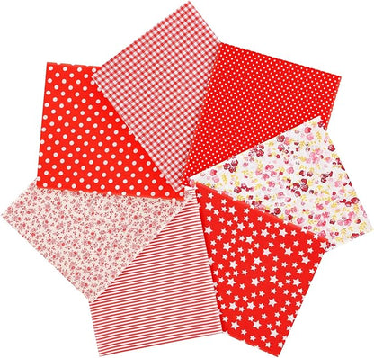 Ainiv 7pcs Fabric Bundles Squares, 19.68"x19.68" 100% Cotton Quilting Fabric Bundles, Floral Precut Squares Patchwork for Quilting, Sewing, DIY Crafts, Mask, Red
