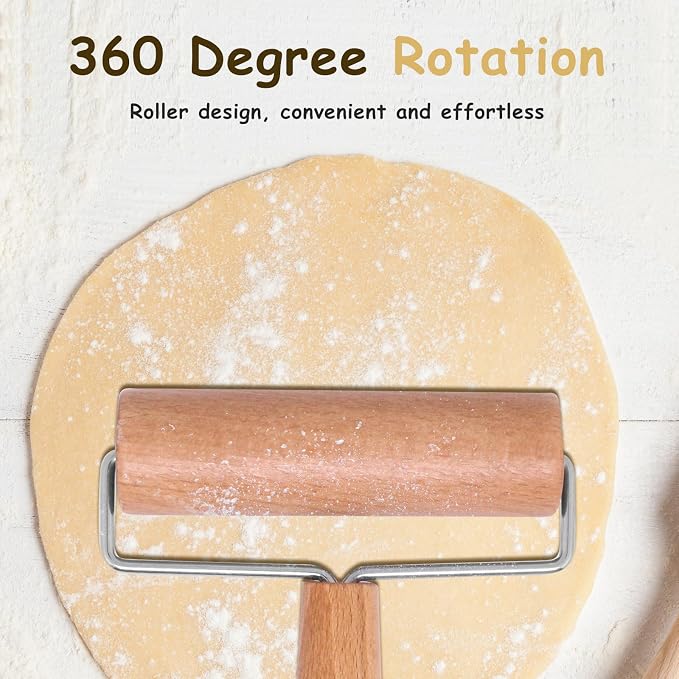 Small Rolling Pin, Wooden Rolling Pins For Baking, Pizza Roller, Non-Stick Dough Roller for Home Kitchen Baking Cooking Dumpling/Pasta Maker, 1PCS (T Type)