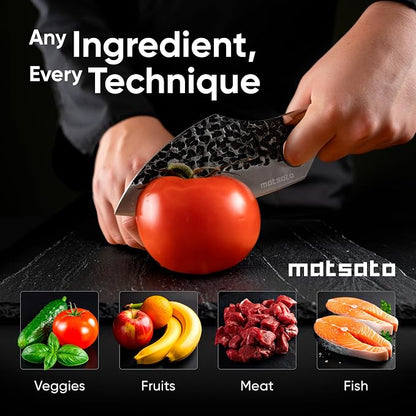 Matsato Chef Knife, Kitchen Japanese Steel Chefs Knife, Meat & Vegetables Cooking And Chopping Chef Knives, Cuchillos De Cocina - Kitchen Gifts, Womens, Dad Gifts for Christmas 4.53 Inches Blade