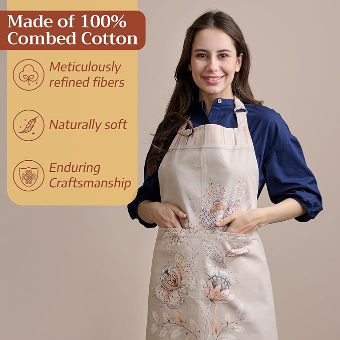 Maison d' Hermine 100% Cotton Apron for women with Pocket Kitchen Chef Apron for Men Cooking Spring Summer