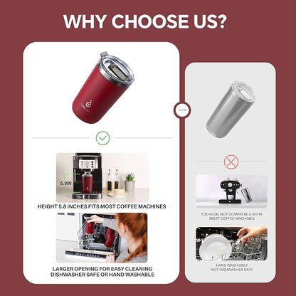 Ideus 20 oz Tumbler, Travel Coffee Mug with Splash Proof Sliding Lid, Double Wall Stainless Steel Vacuum Insulated Coffee Mug for Home and Office, Keep Beverages Hot or Cold, Blood Red