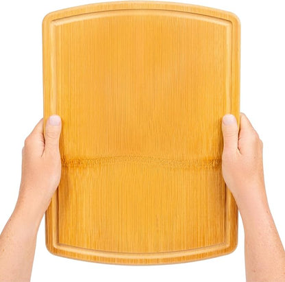 Bamboo Cutting Board – 15 Inch Wood Cutting Boards for Kitchen with Glue-Free Surface™ & Juice Groove – Non-Toxic, FSC-Certified, Durable Wooden Chopping Board