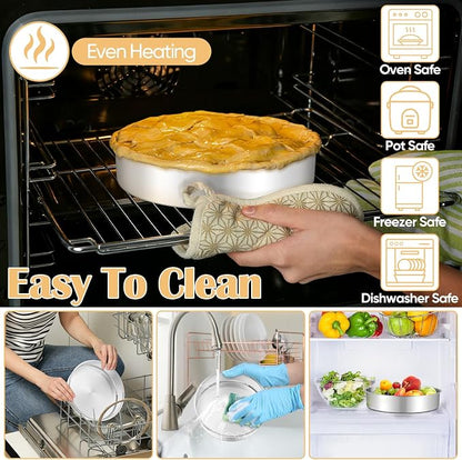 TeamFar 9 Inch Cake Pan, Stainless Steel Round Layer Cake Baking Pans Tins for Birthday Wedding, Non-Toxic & Heavy-Duty, Mirror Finish & Leak Proof, Oven & Dishwasher Safe, Set of 2