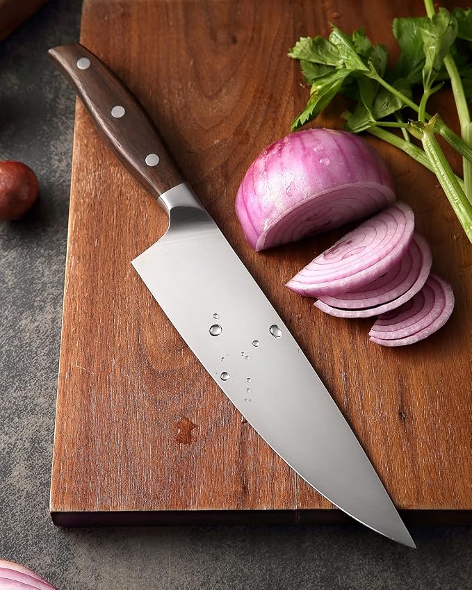 XINZUO 8 Inch Chef Knife,German Stainless Steel, Professional Kitchen Cutting Knife, Ultra Sharp Cooking Knife with Red Sandalwood Handle