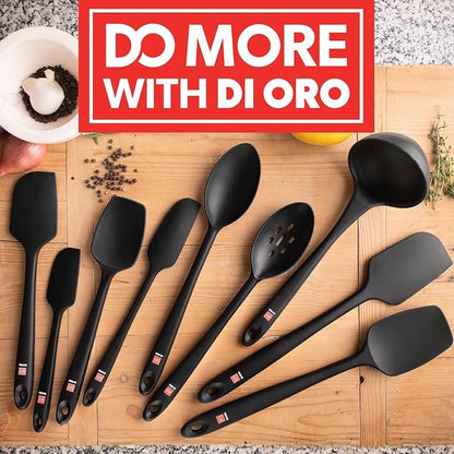 All New DI ORO 6-Piece Silicone Spatula Set - Rubber Kitchen Utensils for Baking, Cooking & Mixing - Heat-Resistant 600°F BPA Free Spatulas for Nonstick Cookware - Dishwasher Safe (Black)