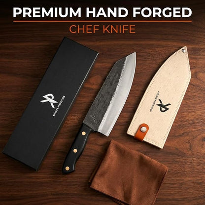Kitchen perfection Handmade Chefs Carving Knife For Meat Cutting- Extremely Sharp Cooking Knife 8 Inch -Hand Sharpen Best Gift For Men - High Carbon Steel w/Canvas Sheath