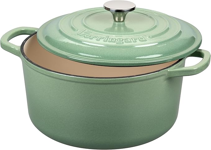 VORRINGARD Enameled Cast Iron Dutch Oven Pot with Lid, for Sourdough Bread Baking, Round Dutch Ovens, 4.5 Quart, Sage Green