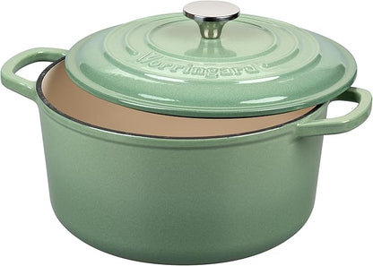 VORRINGARD Enameled Cast Iron Dutch Oven Pot with Lid, for Sourdough Bread Baking, Round Dutch Ovens, 4.5 Quart, Sage Green