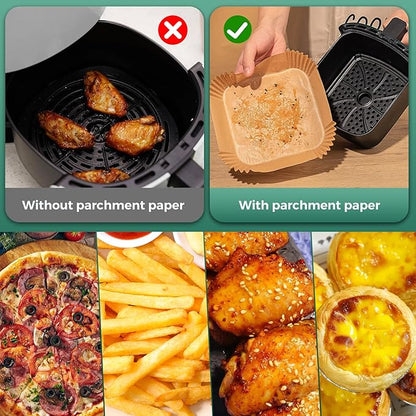 125Pcs 4.7 Inch Air Fryer Disposable Liners, 2 QT Parchment Paper for COSORI 2.1 Qt Air Fryer, Square Baking Paper Sheets for Mini Airfryer Basket