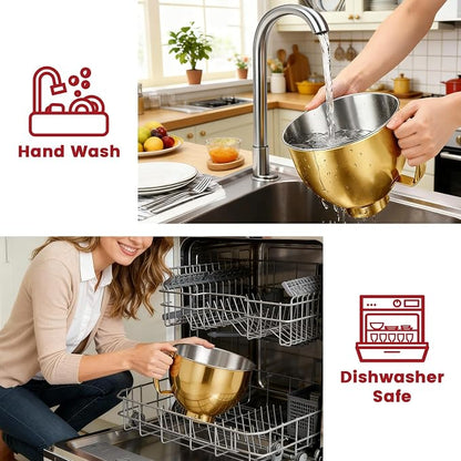 Stainless Steel Mixer Bowl for KitchenAid Artisan & Classic Series 4.5 & 5 Quart Tilt-Head Stand Mixers, KSM150 Stainless Steel Bowl Replacement, Mixing Bowl for KitchenAid, Radiant Gold