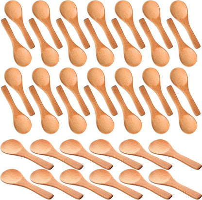 Boao 200 Pcs Small Wooden Spoons, 3.5'' L, Mini Wood Natural Tiny Spoons Wooden Little Teaspoons for Jars Sugar Creamer Honey Spices Salt Kitchen Supplies (Light Brown)