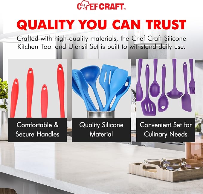 Chef Craft Premium Utensil Set Kitchen, Green, 11 Piece Set (42107)