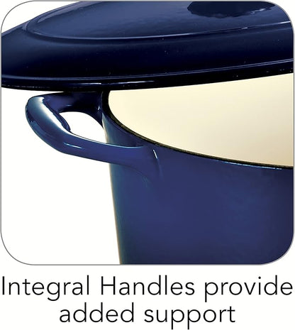 Tramontina Enameled Cast Iron Oval Dutch Oven Pot with Lid, Large 5.5-quart, Blue
