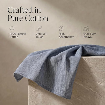 Urban Villa Kitchen Towels Premium Quality 100% Cotton Solid Kitchen Towels Set of 6 Ultra Soft Size 20X30 Inches Chambray Black/White Color Kitchen Towel Highly Absorbent Kitchen Towels