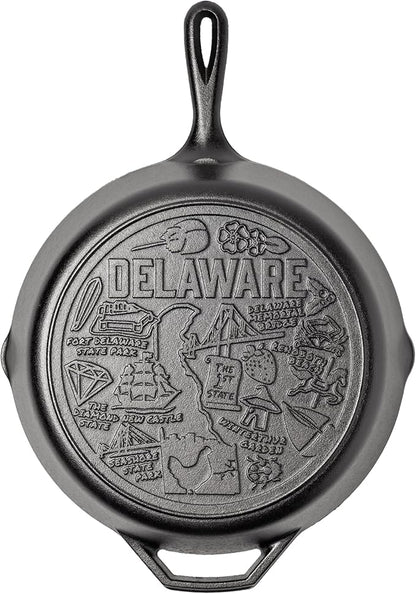 Lodge 12 Inch Seasoned Cast Iron Skillet w/Delaware Road Trip