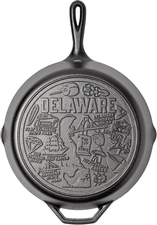 Lodge 12 Inch Seasoned Cast Iron Skillet w/Delaware Road Trip
