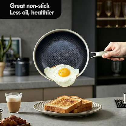 BRASA 3PCS pot and pan set,nonstick cookware set,stainless steel pan set,Ceramic coating,Compatible Gas,Induction Dishwasher safe (PFOS, PFOA Free) 1.5QT saucepan and 7.87in frying pan set