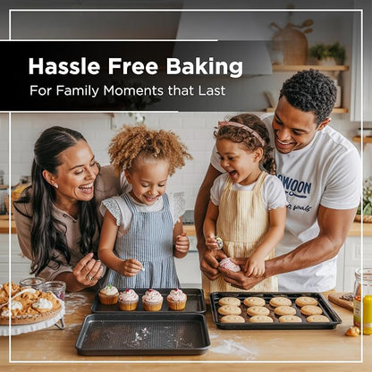 Wrenbury Quarter Sheet Pan Set of 2 - Carbon Steel Non-Stick ¼ Cake Baking Tray - Non Toxic Cookie Pan for Traybake - 13” x 9”