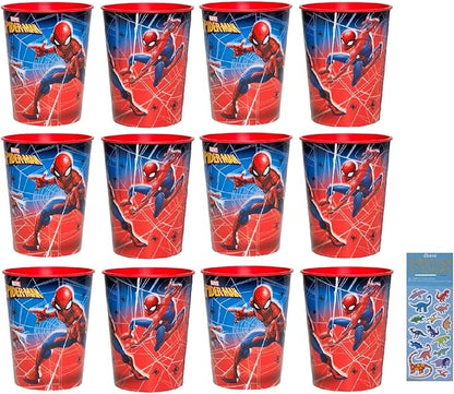 Unique Spiderman Birthday Party Supplies Bundle Pack includes 12 Plastic Cups