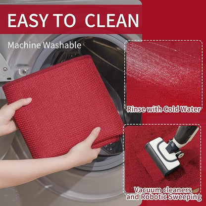 YDKGL Kitchen Mats for Floor, Super Absorbent Kitchen Rugs Non Slip Washable, Soft Imitation Linen Braided Kitchen Runner Rug, Standing Mat Sink Mat, Easy to Clean, Red 17x30