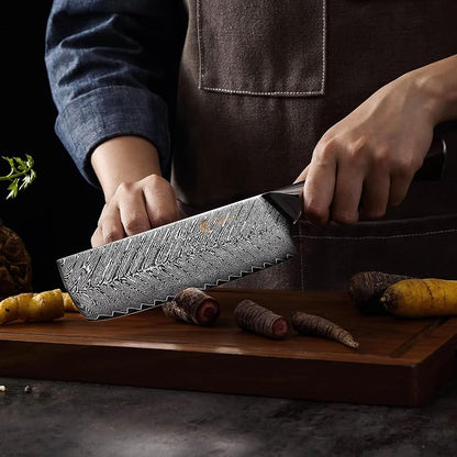 Wakoli Rose Elegance 5-Piece Damascus Knife Block Set, VG10 Core 67-Layer Damascus Steel Kitchen Knives with Magnetic Acacia Wood Block, Ergonomic Rosewood Handles, Gift Box, Hand Wash Only