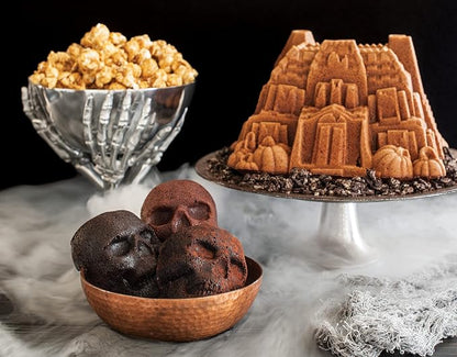Nordic Ware Halloween Bakeware, Haunted Skull Cakelet Pan, Bronze (Pack of 3)