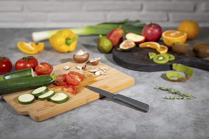 Kuhn Rikon COLORI+ Mixed Knife Set with Non-Stick Coating and Safety Sheaths, Set of 3, Green, Red and Graphite Grey
