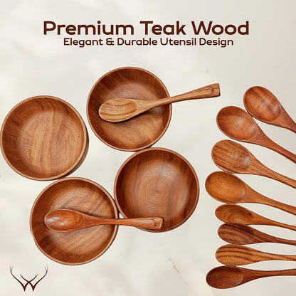 30 Pcs Teak Wooden Utensil Set – Premium Cooking Utensils Set, Natural Wooden Spoons for Cooking - Sturdy Kitchen Utensils & Cooking Spoons for Every Chef