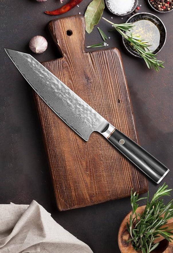 Kiritsuke Knife - 8 Inch Damascus Japanese Chef's Knife, 67 Layers Japanese VG-10 Gyuto Kitchen Cooking Knife - Ergonomic Handle