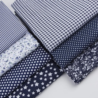 7Pcs 20" x 20" Cotton Fabric DIY Making Supplies Quilting Patchwork Fabric Fat Quarter Bundles DIY for Quilting Cotton Patchwork Cushions (Navy Blue, 20" x 20")